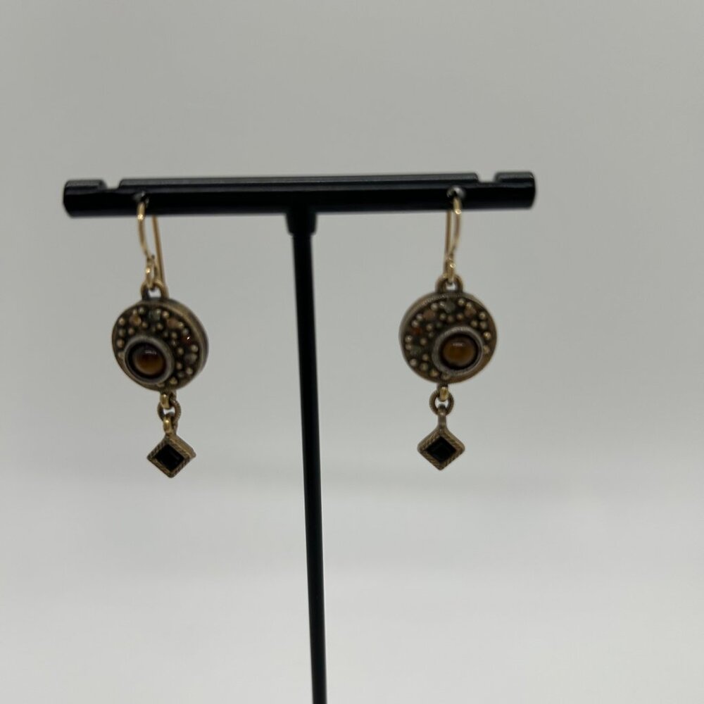 Patricia Locke Dangle Earrings With Antique Brass-Tone Finish Pierced - Picture 15 of 16